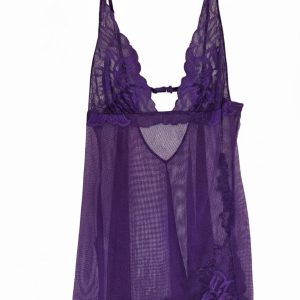 Baby Doll de Encaje Violeta Transparente