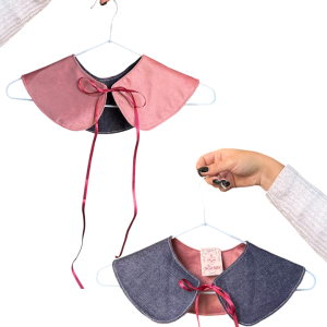 Cuello reversible Mezclilla/terciopelo rosado